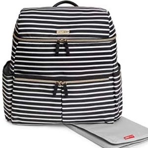 Skip Hop Black and White stripe diaper backpack